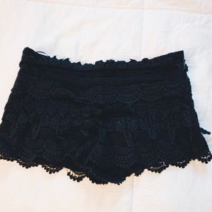 Black lace shorts